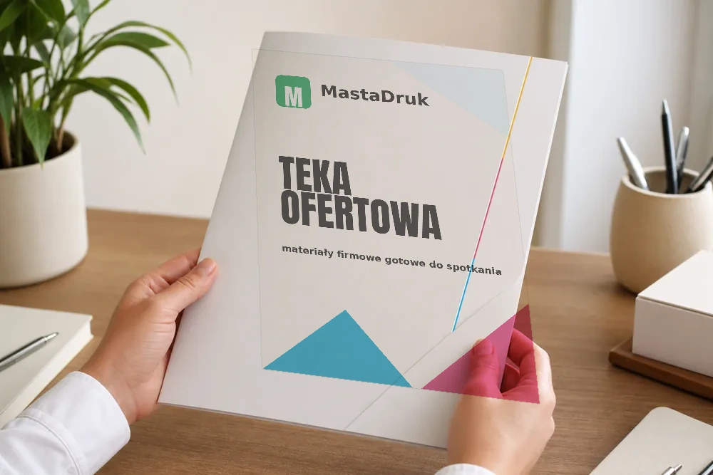 Teczka ofertowa trzymana w dłoniach